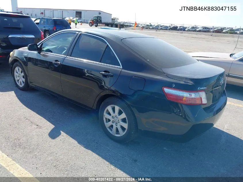 2008 Toyota Camry Hybrid VIN: JTNBB46K883047155 Lot: 40207422