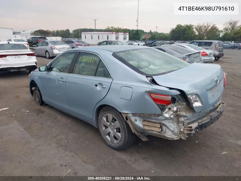 2008 Toyota Camry Le VIN: 4T1BE46K98U791610 Lot: 40208221