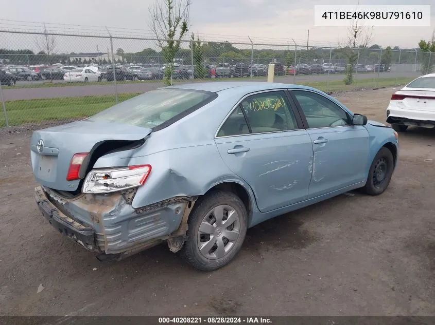 2008 Toyota Camry Le VIN: 4T1BE46K98U791610 Lot: 40208221