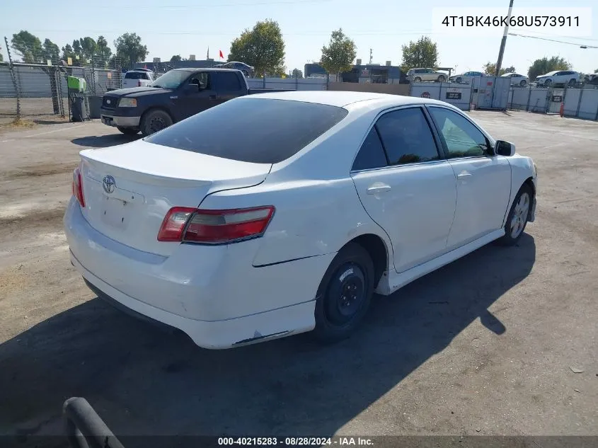 4T1BK46K68U573911 2008 Toyota Camry Se V6