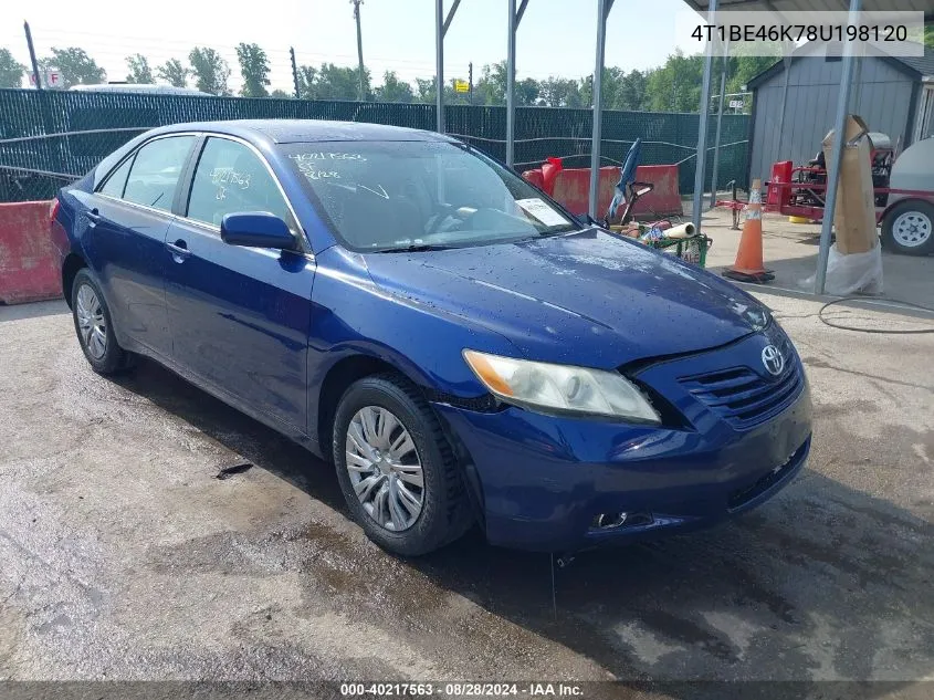 4T1BE46K78U198120 2008 Toyota Camry Le