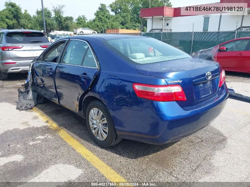 2008 Toyota Camry Le VIN: 4T1BE46K78U198120 Lot: 40217563