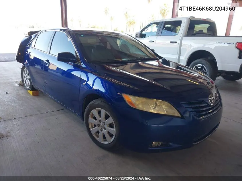 2008 Toyota Camry Xle VIN: 4T1BE46K68U204960 Lot: 40225074