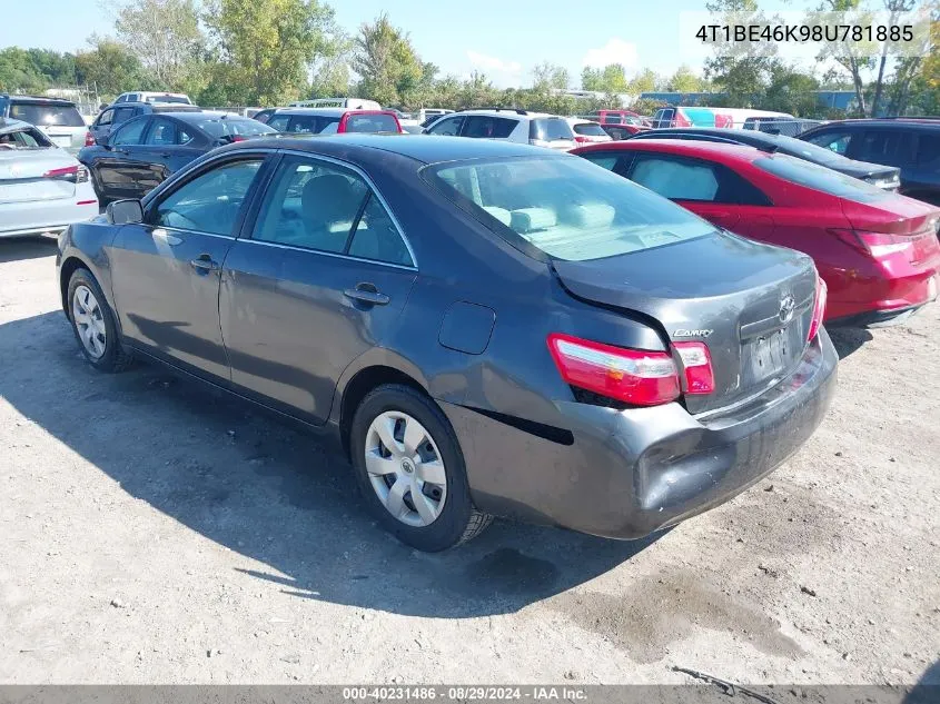 2008 Toyota Camry Le VIN: 4T1BE46K98U781885 Lot: 40231486