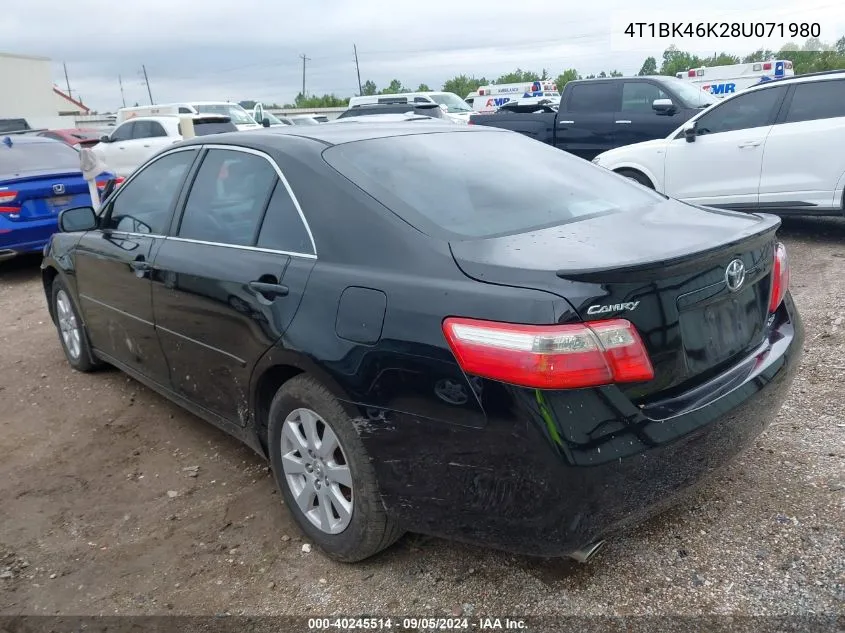 2008 Toyota Camry Le/Xle/Se VIN: 4T1BK46K28U071980 Lot: 40245514