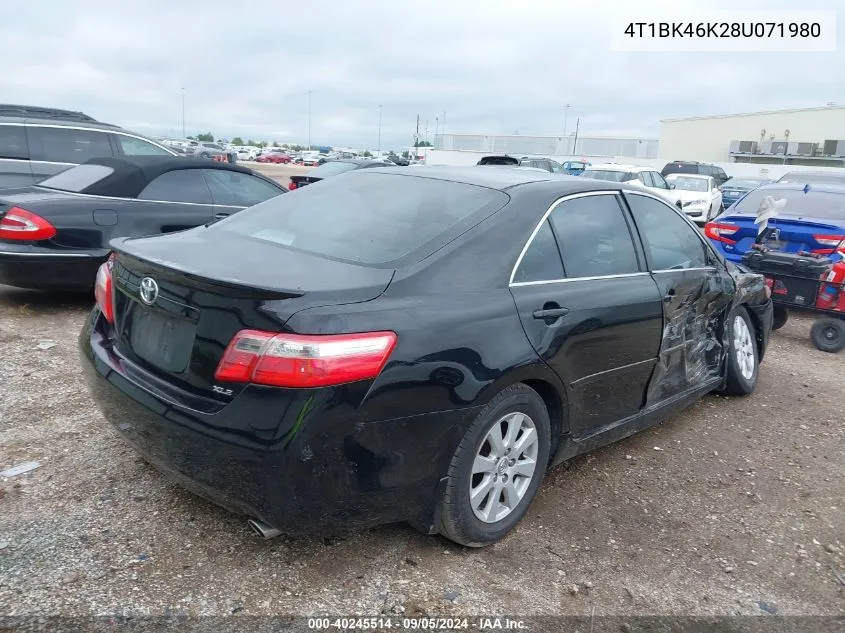 2008 Toyota Camry Le/Xle/Se VIN: 4T1BK46K28U071980 Lot: 40245514