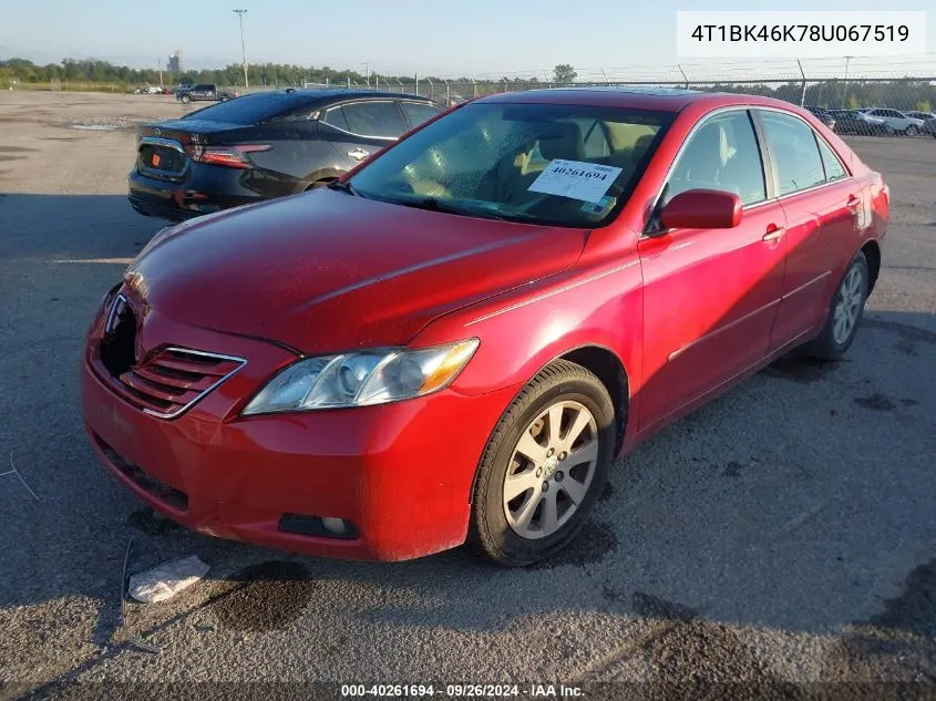 2008 Toyota Camry Le/Xle/Se VIN: 4T1BK46K78U067519 Lot: 40261694