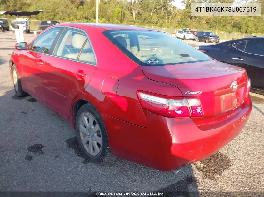 2008 Toyota Camry Le/Xle/Se VIN: 4T1BK46K78U067519 Lot: 40261694