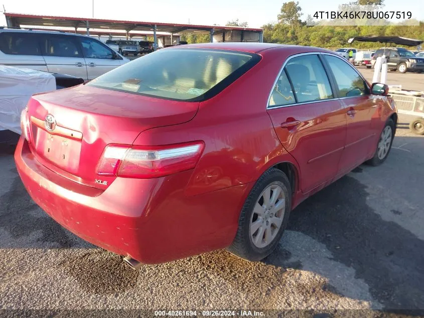 2008 Toyota Camry Le/Xle/Se VIN: 4T1BK46K78U067519 Lot: 40261694