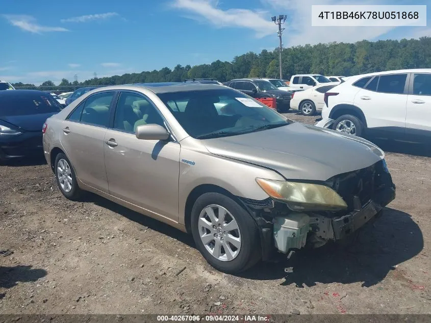 4T1BB46K78U051868 2008 Toyota Camry Hybrid