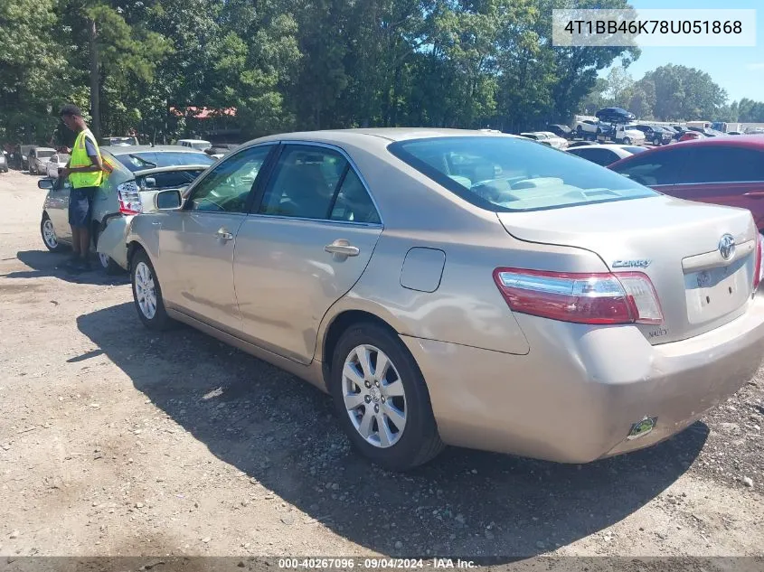 2008 Toyota Camry Hybrid VIN: 4T1BB46K78U051868 Lot: 40267096