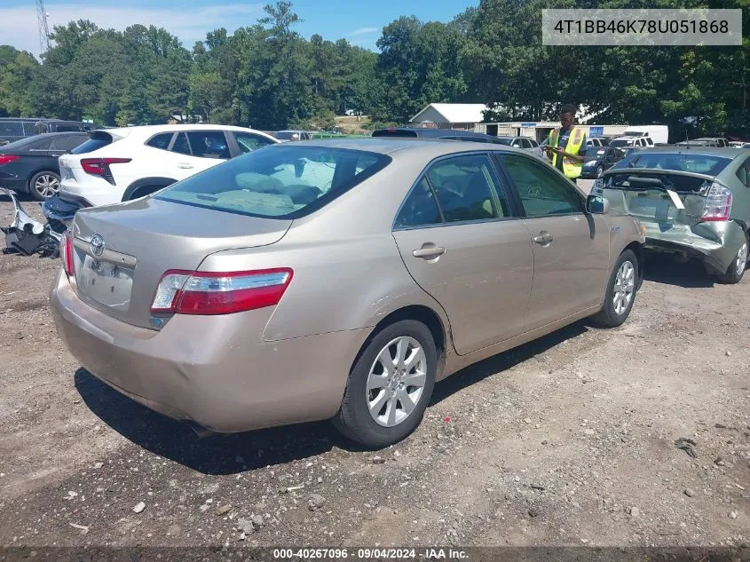 4T1BB46K78U051868 2008 Toyota Camry Hybrid