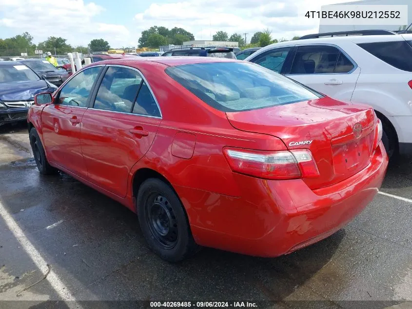 2008 Toyota Camry Le VIN: 4T1BE46K98U212552 Lot: 40269485