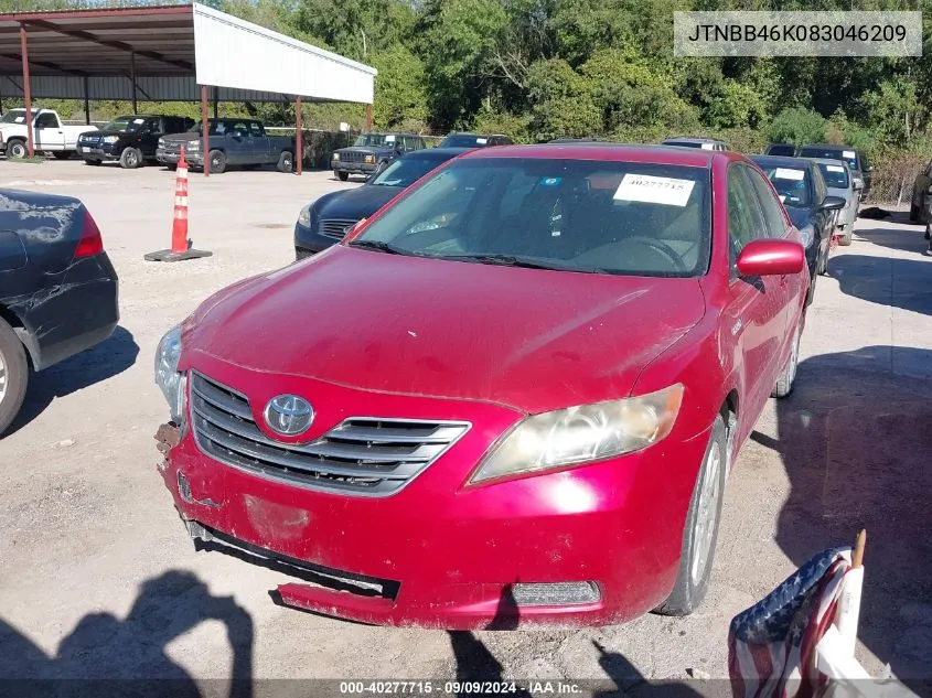 2008 Toyota Camry Hybrid VIN: JTNBB46K083046209 Lot: 40277715