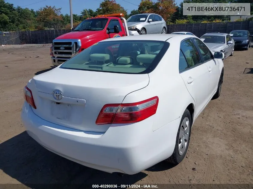 2008 Toyota Camry Le VIN: 4T1BE46KX8U736471 Lot: 40290036