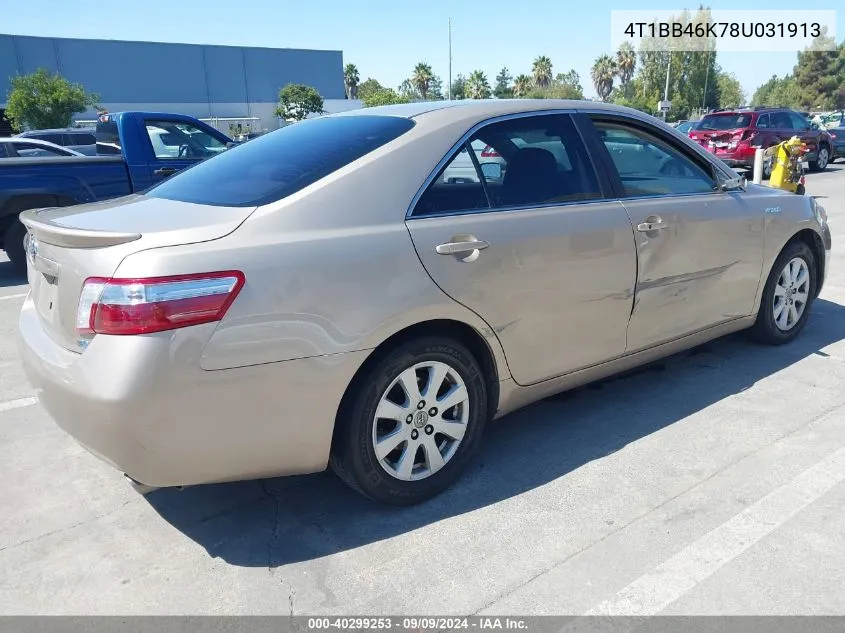 2008 Toyota Camry Hybrid VIN: 4T1BB46K78U031913 Lot: 40299253