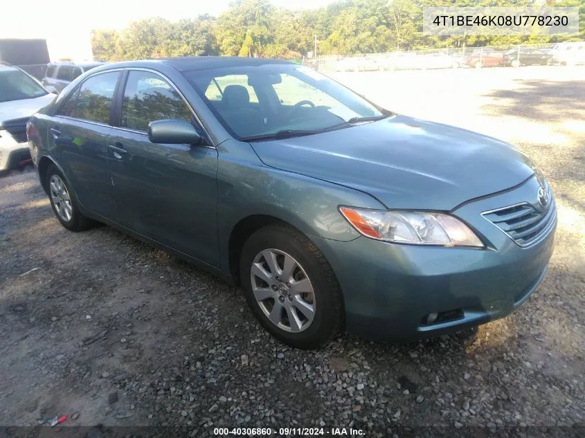 2008 Toyota Camry Ce/Le/Xle/Se VIN: 4T1BE46K08U778230 Lot: 40306860