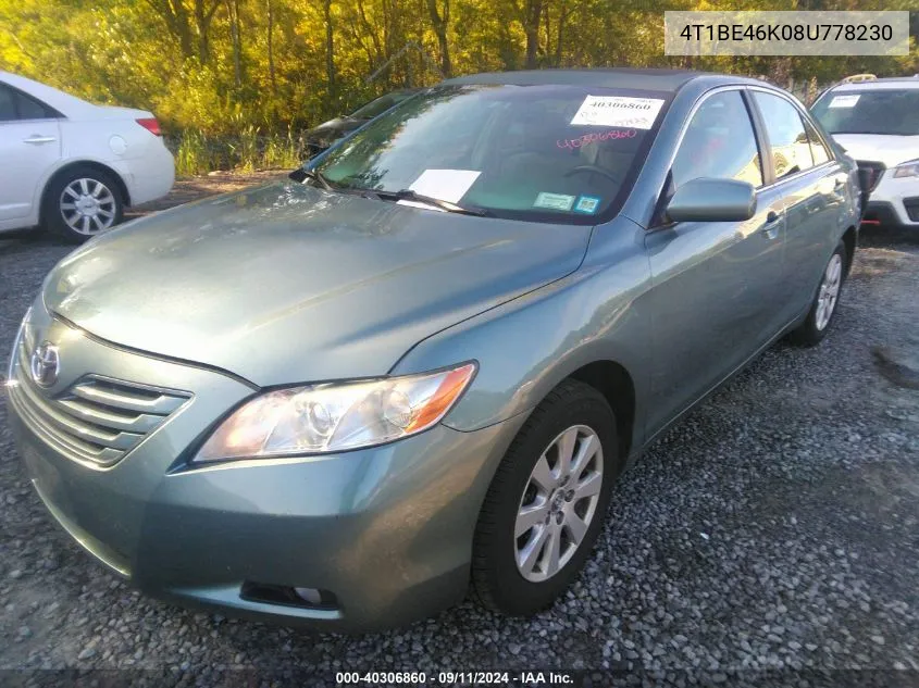 2008 Toyota Camry Ce/Le/Xle/Se VIN: 4T1BE46K08U778230 Lot: 40306860