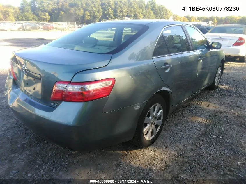 2008 Toyota Camry Ce/Le/Xle/Se VIN: 4T1BE46K08U778230 Lot: 40306860