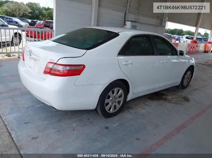 2008 Toyota Camry Xle V6 VIN: 4T1BK46K98U572221 Lot: 40311435