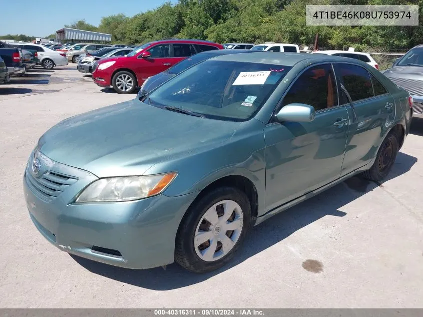 4T1BE46K08U753974 2008 Toyota Camry Le