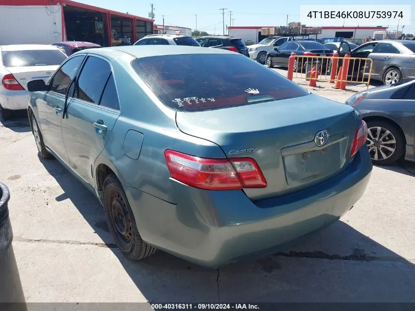 2008 Toyota Camry Le VIN: 4T1BE46K08U753974 Lot: 40316311