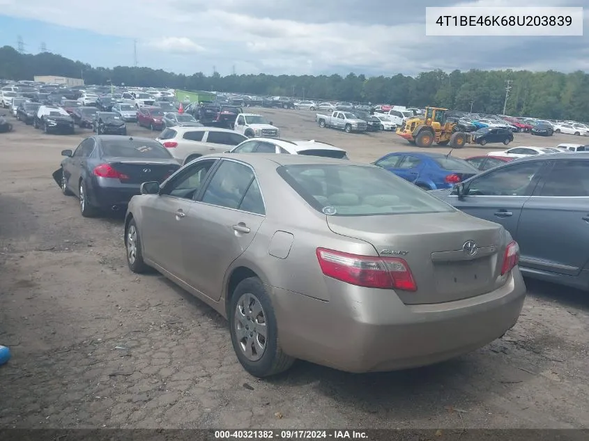 4T1BE46K68U203839 2008 Toyota Camry Le