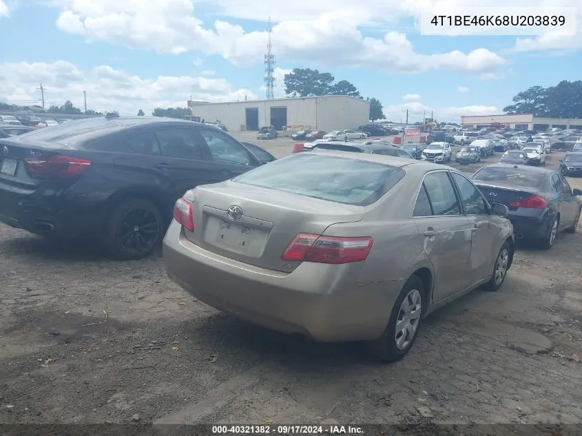 2008 Toyota Camry Le VIN: 4T1BE46K68U203839 Lot: 40321382