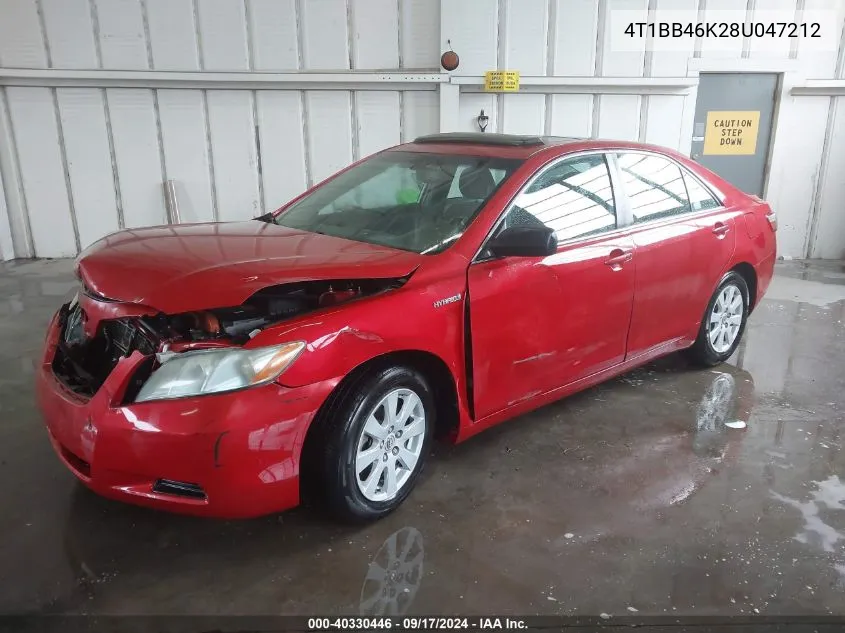 2008 Toyota Camry Hybrid VIN: 4T1BB46K28U047212 Lot: 40330446