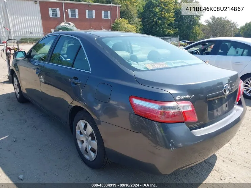 2008 Toyota Camry Le VIN: 4T1BE46K08U214867 Lot: 40334919