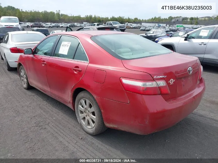 2008 Toyota Camry Xle VIN: 4T1BE46K38U235003 Lot: 40335731