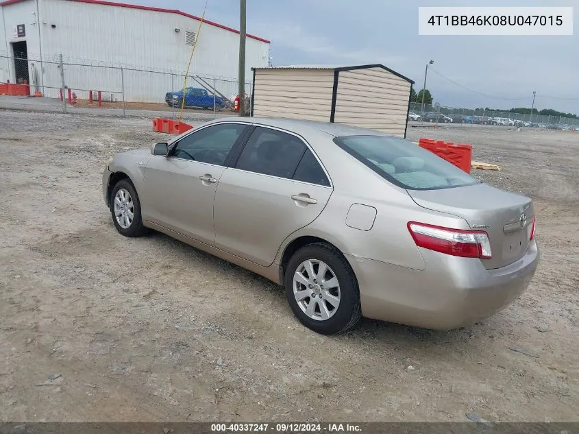 2008 Toyota Camry Hybrid VIN: 4T1BB46K08U047015 Lot: 40337247