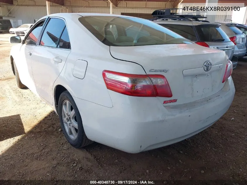 4T4BE46KX8R039100 2008 Toyota Camry Le