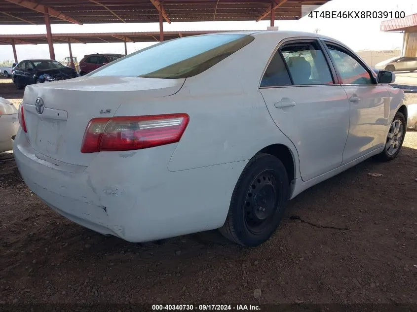 4T4BE46KX8R039100 2008 Toyota Camry Le