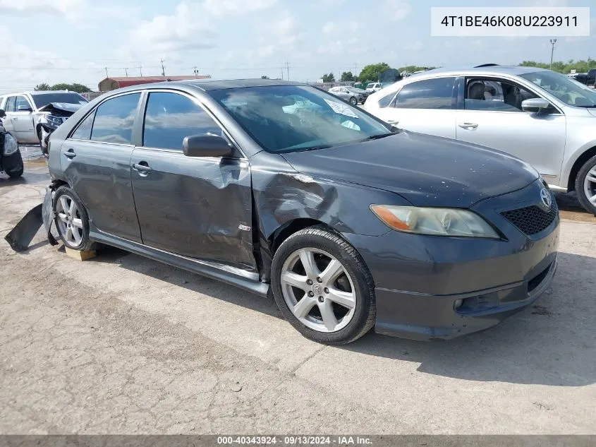 2008 Toyota Camry Se VIN: 4T1BE46K08U223911 Lot: 40343924