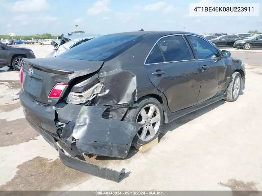 2008 Toyota Camry Se VIN: 4T1BE46K08U223911 Lot: 40343924