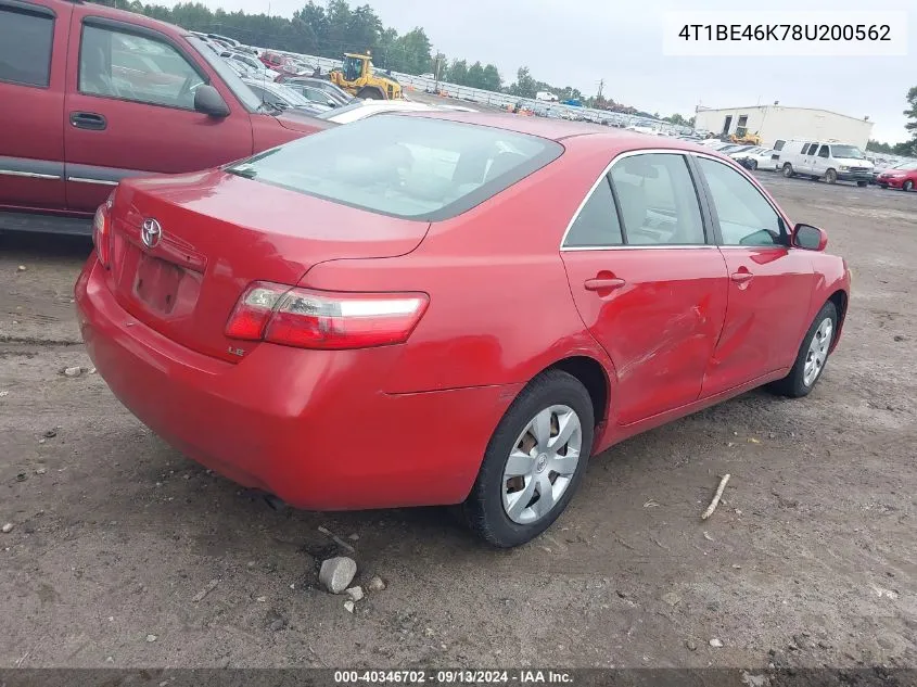 2008 Toyota Camry Le VIN: 4T1BE46K78U200562 Lot: 40346702