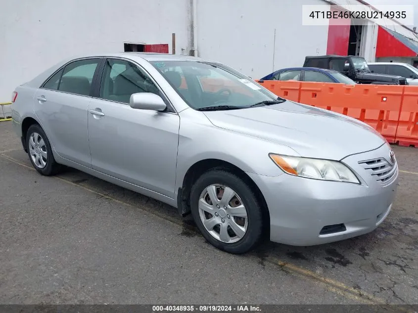 2008 Toyota Camry Le VIN: 4T1BE46K28U214935 Lot: 40348935