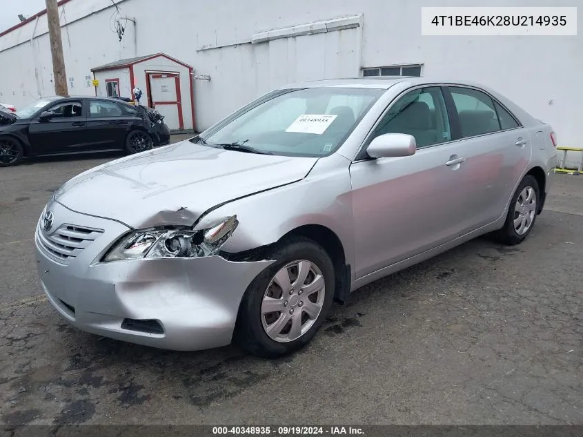 2008 Toyota Camry Le VIN: 4T1BE46K28U214935 Lot: 40348935