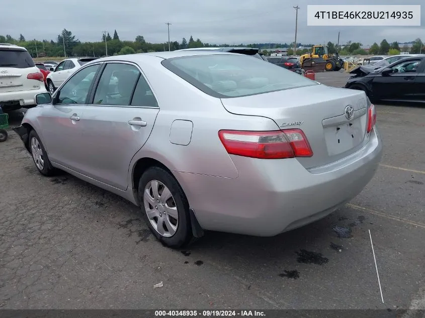 2008 Toyota Camry Le VIN: 4T1BE46K28U214935 Lot: 40348935