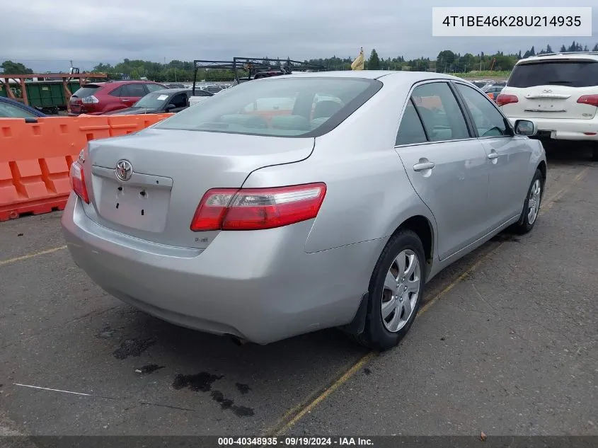 4T1BE46K28U214935 2008 Toyota Camry Le