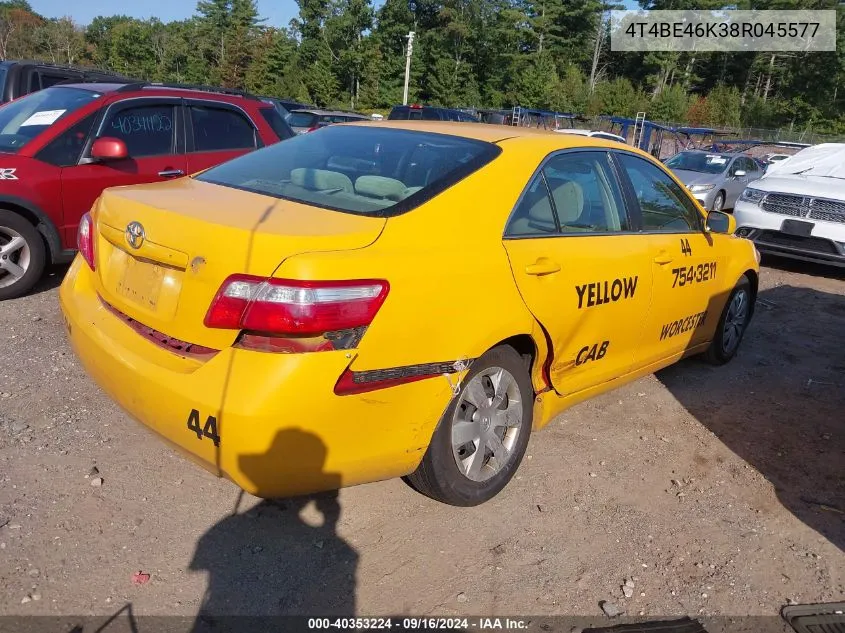 2008 Toyota Camry Ce/Le/Xle/Se VIN: 4T4BE46K38R045577 Lot: 40353224