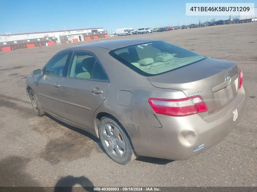 2008 Toyota Camry Le VIN: 4T1BE46K58U731209 Lot: 40360003