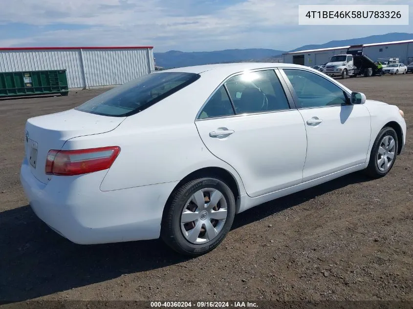 4T1BE46K58U783326 2008 Toyota Camry Le