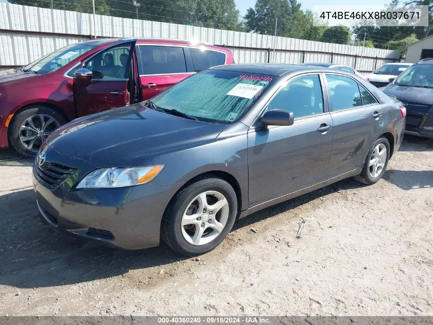 2008 Toyota Camry Ce/Le/Xle/Se VIN: 4T4BE46KX8R037671 Lot: 40360240