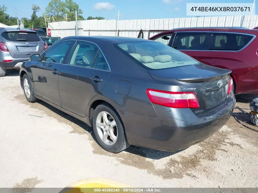 2008 Toyota Camry Ce/Le/Xle/Se VIN: 4T4BE46KX8R037671 Lot: 40360240