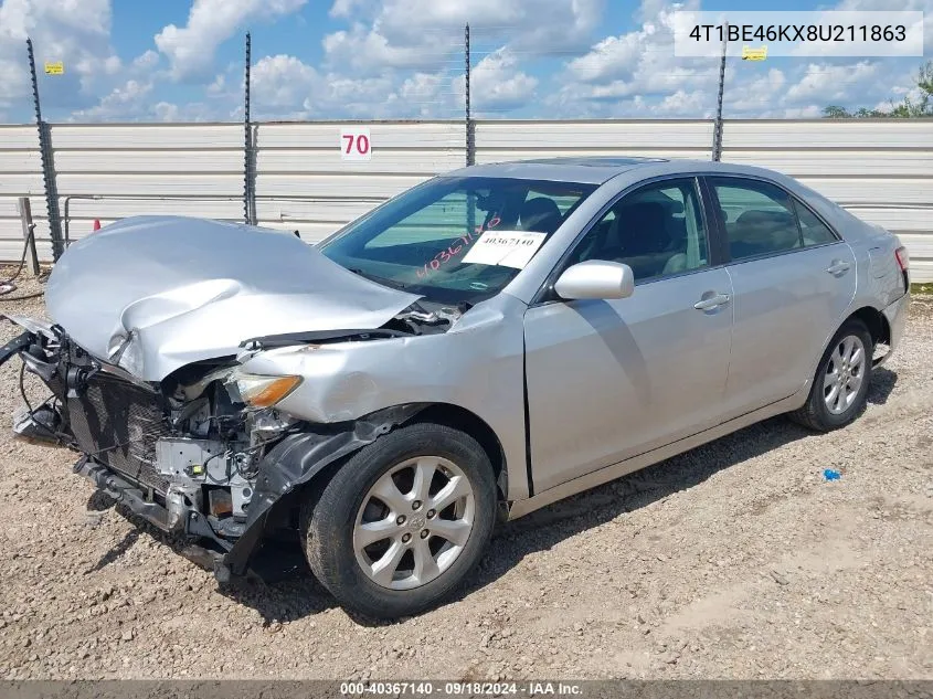 2008 Toyota Camry Le VIN: 4T1BE46KX8U211863 Lot: 40367140