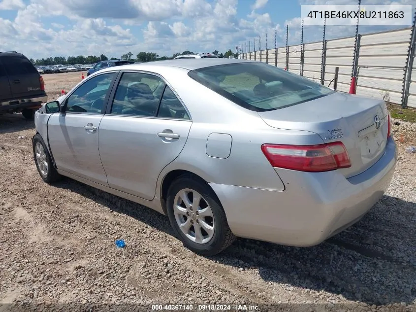 4T1BE46KX8U211863 2008 Toyota Camry Le