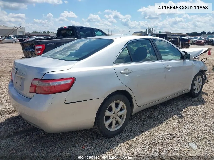 4T1BE46KX8U211863 2008 Toyota Camry Le