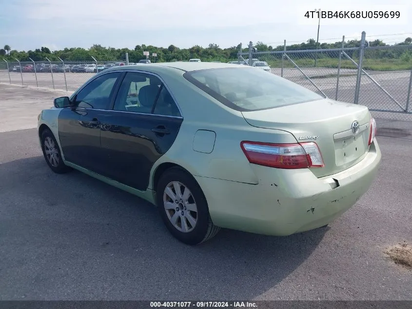 2008 Toyota Camry Hybrid VIN: 4T1BB46K68U059699 Lot: 40371077